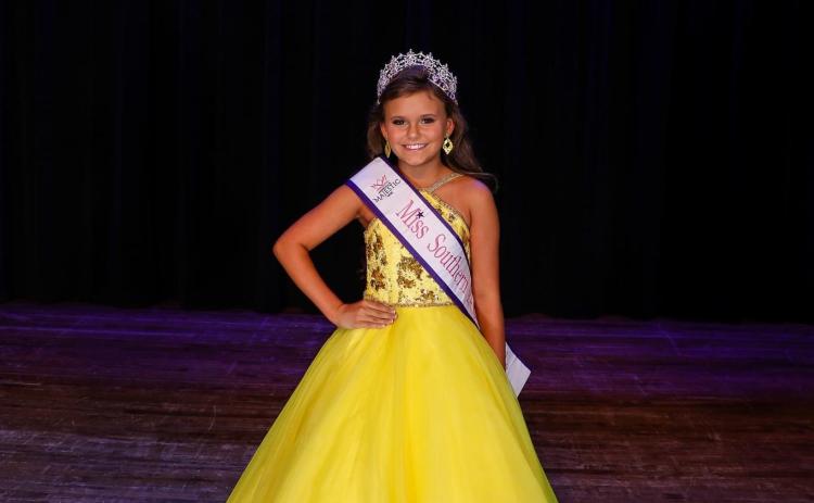 Madalyn Raines, who is 11 years old, poses as she competes in the 2022 America's Majestic Miss State pageant. She will compete in the preteen age division at the America’s Majestic Miss pageant. (SUBMITTED PHOTO)