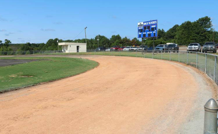 The track at Oglethorpe County High School, which had bubbled and ripped in places, has been removed and will be replaced. The track was under warranty, which means the replacement track won’t cost the school system. (LANDEN TODD/THE OGLETHORPE ECHO)