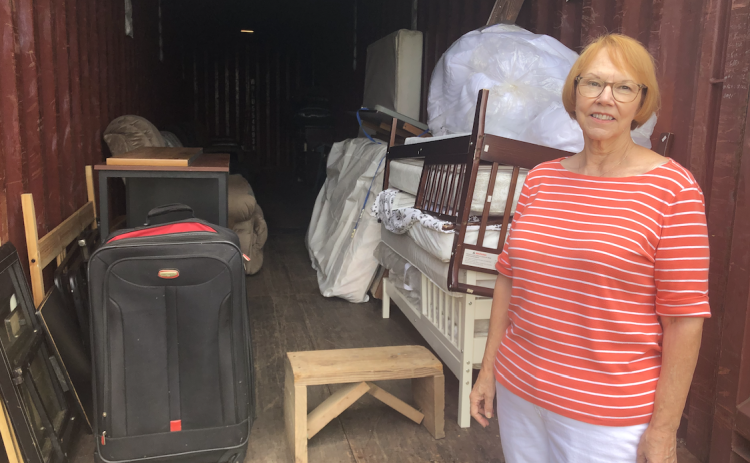 Two 40-foot long shipping containers give Shirley Dillard the space to store items for people and families in need. They’re located behind the Sheriff’s Office. (ANDY JOHNSTON/THE OGLETHORPE ECHO)