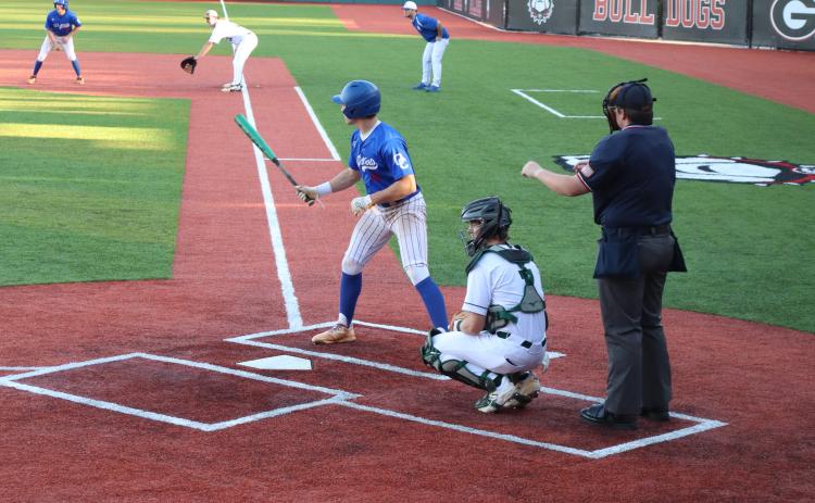 Jackson Tatum up to bat on Tuesday, March 18. The Patriots fell to Athens Academy 2-5. (Photo/Kayda Hammock)