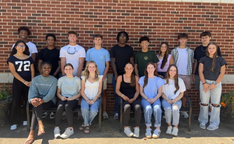 TRISHA BEARDEN/THE OGLETHORPE ECHO The 2025 OCHS homecoming court includes (back, from left): Natreze Calhoun, Kayden Watkins, Tanner McKie, Dalton Hilley, O’Maury Huggs, Kendon Brown, Riley Jones, Cameron Harper, Kaden McDaris; (front, from left): Isabel Rios, Macayla Hull, Mackenzie Brown, Peyton Lewis, Elin Turner, Carlie Gabriel, Callie Bridges, Kiley Paul. Not pictured: Brock Barrett.  The homecoming parade is scheduled for Sept. 4 and the game against Laney will be played Sept. 5.