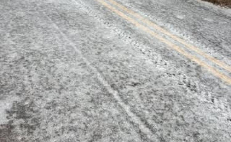 Ice covers South Point Peter Road in Sandy Cross earlier this week. Icy roads were the primary concerns caused by Winter Storm Fern in Oglethorpe County. (Submitted Photo)